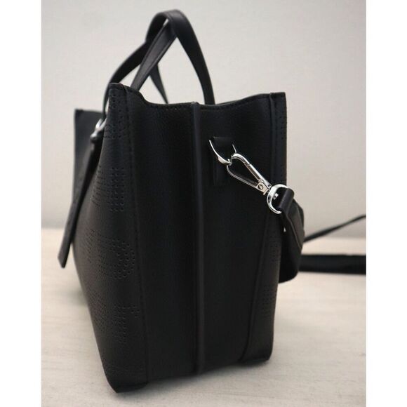 DKNY R52DAL34 O/S Black Perforated Monogram Fidela Satchel/Crossbody Bag - Picture 8 of 16